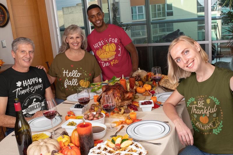 Family with Thanksgiving T-Shirts